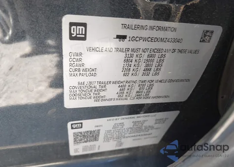 2021 Chevrolet Silverado 1500 2Wd Short Bed Lt из США, поврежденный, VIN 1GCPWCED0MZ433040